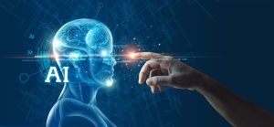 Abstract, Hand Of Human Touching Mindset Of Artificial Intellige